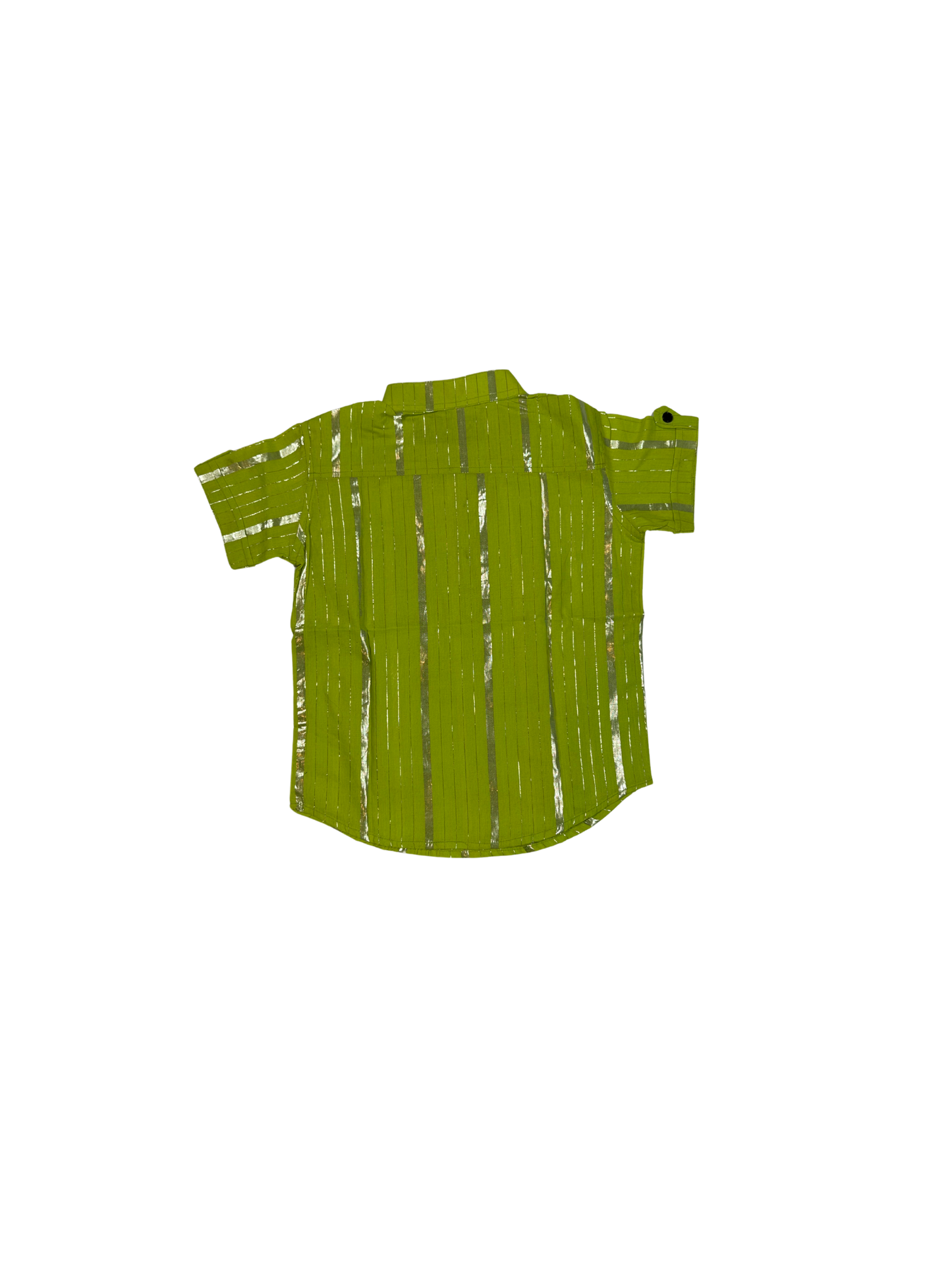 Boys' Festive Lime Green Shirt with Metallic Stripes