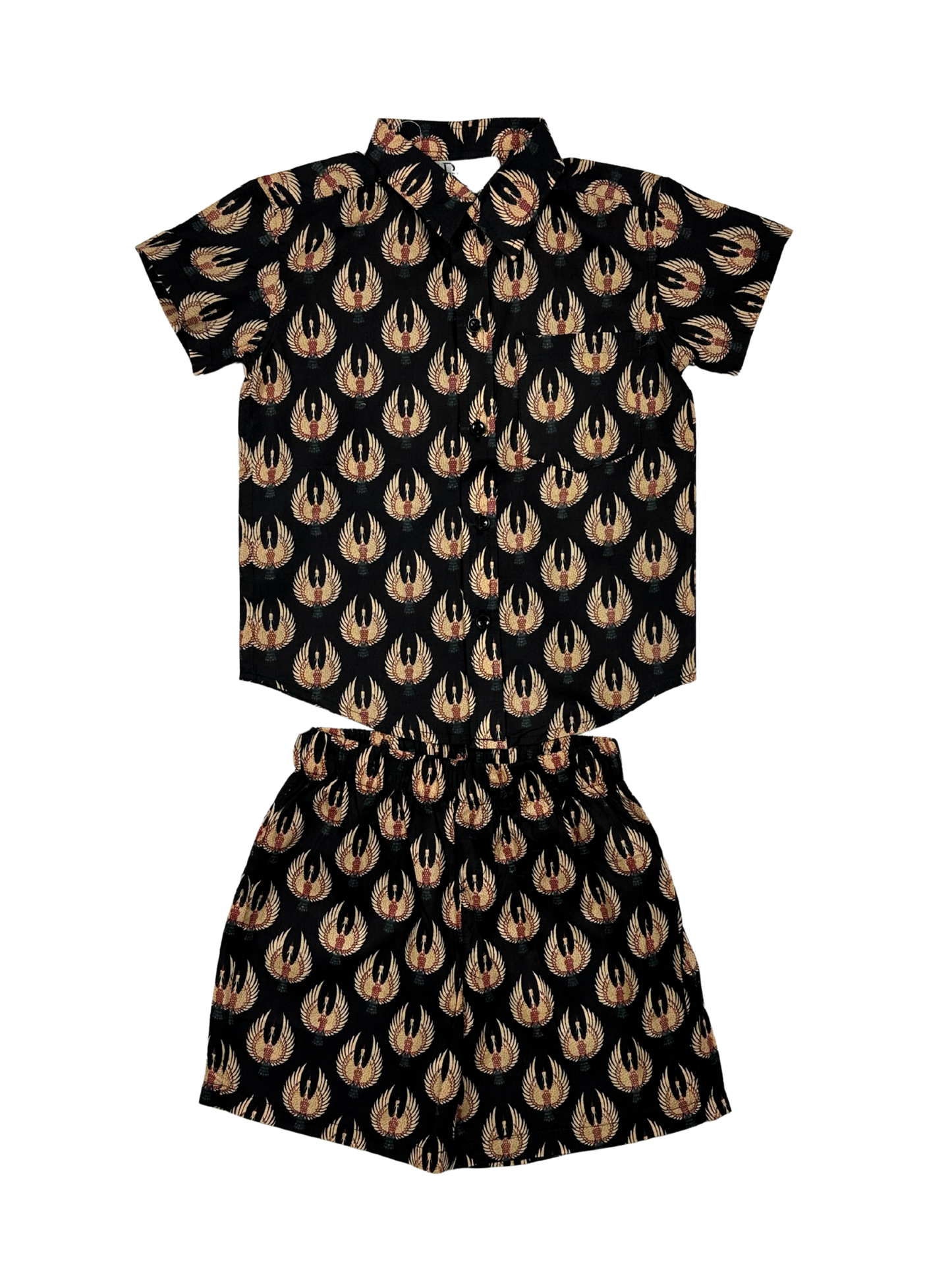 Kids' Black & Gold Ethnic Print Co-ord Set – Stylish & Comfortable Outfit