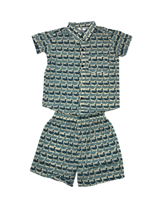 Kids' Swan Print Co-ord Set – Ocean-Inspired Comfort & Style