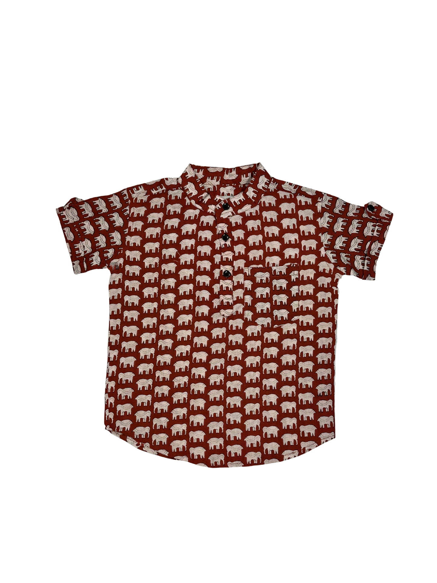 Boys' Maroon Elephant Print